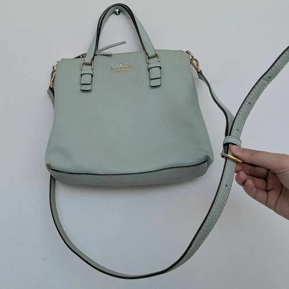 Kate Spade Jackson Street Hayley 100% Leather Sage Green Tote Crossbody Bag
